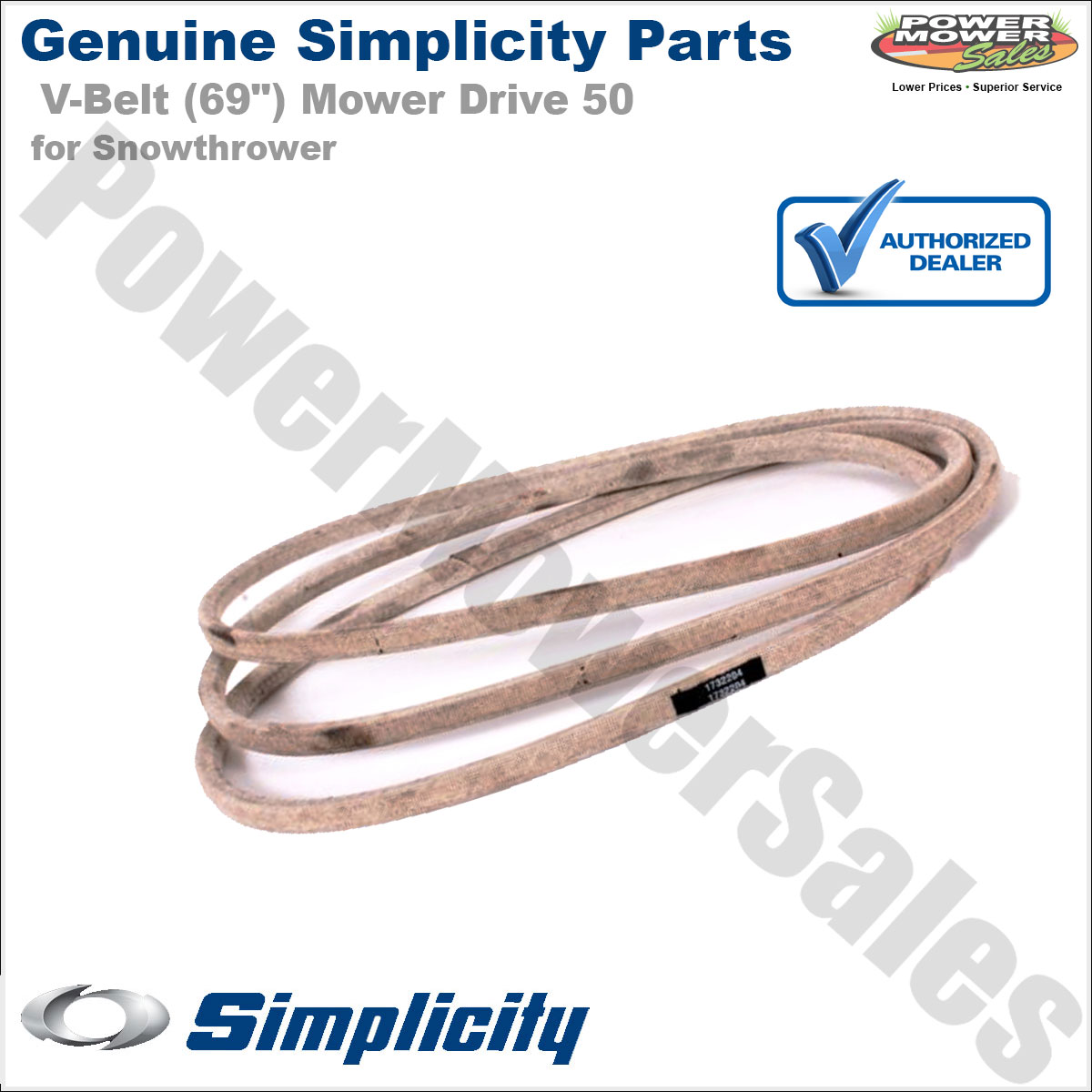 simplicity 50 inch mower deck belt size