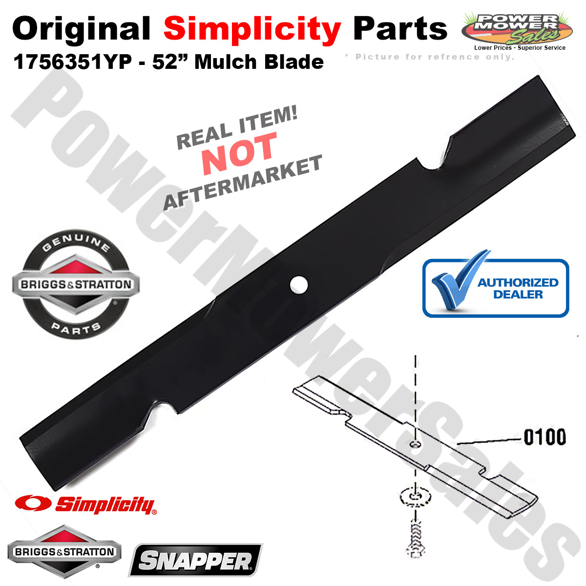 Simplicity Snapper 52" Fabricated Mower Deck Mulching Blade / 1756351YP