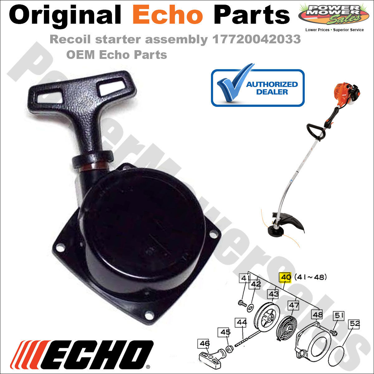 17720042033 Echo Recoil starter assembly - ready to install Original ...