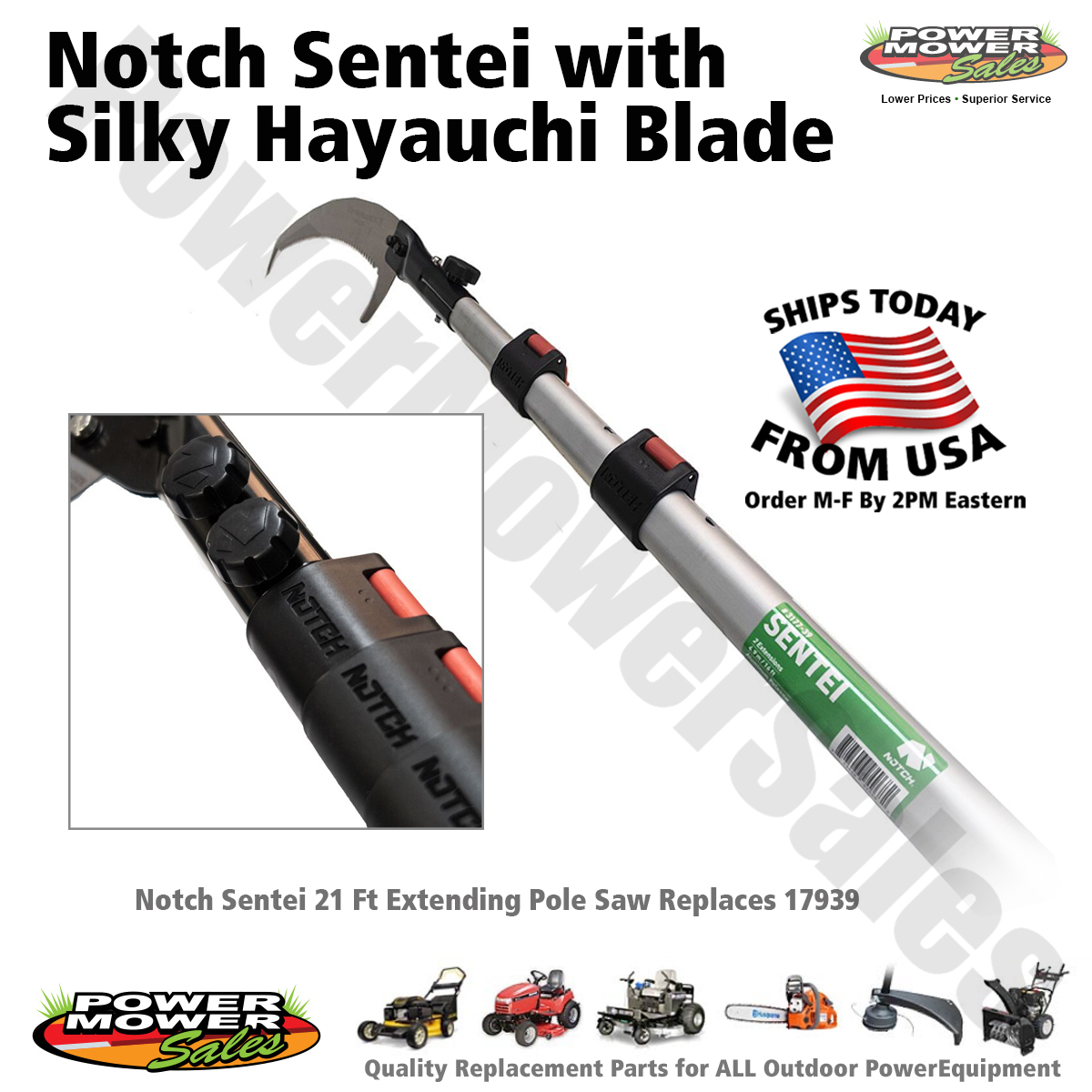 Pole Saw Silky Hayauchi Blade w Notch Sentei 21” Extending Pole 4177