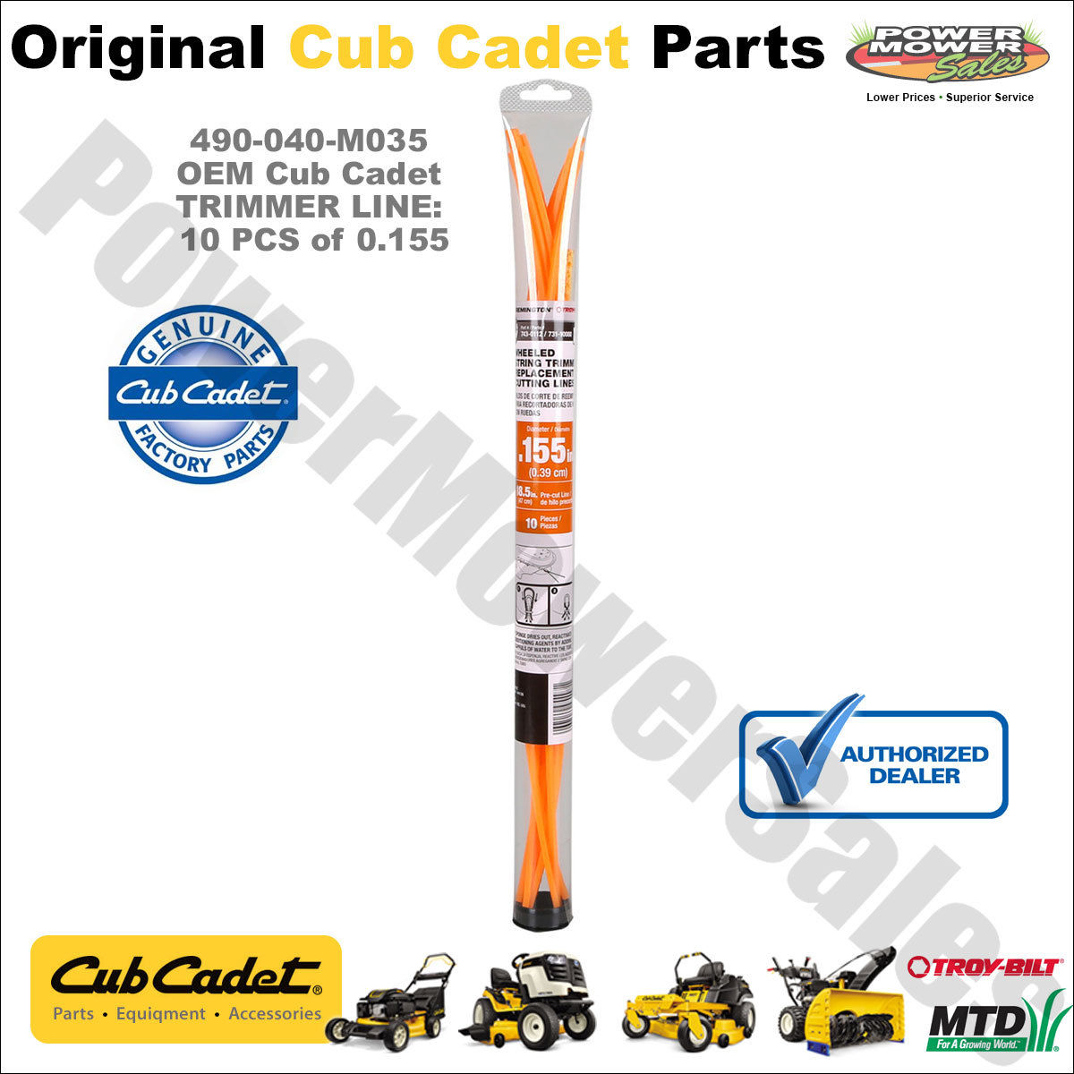490040M035 Cub Cadet String Trimmer Line MTD TroyBilt Craftsman Remington 10PC eBay