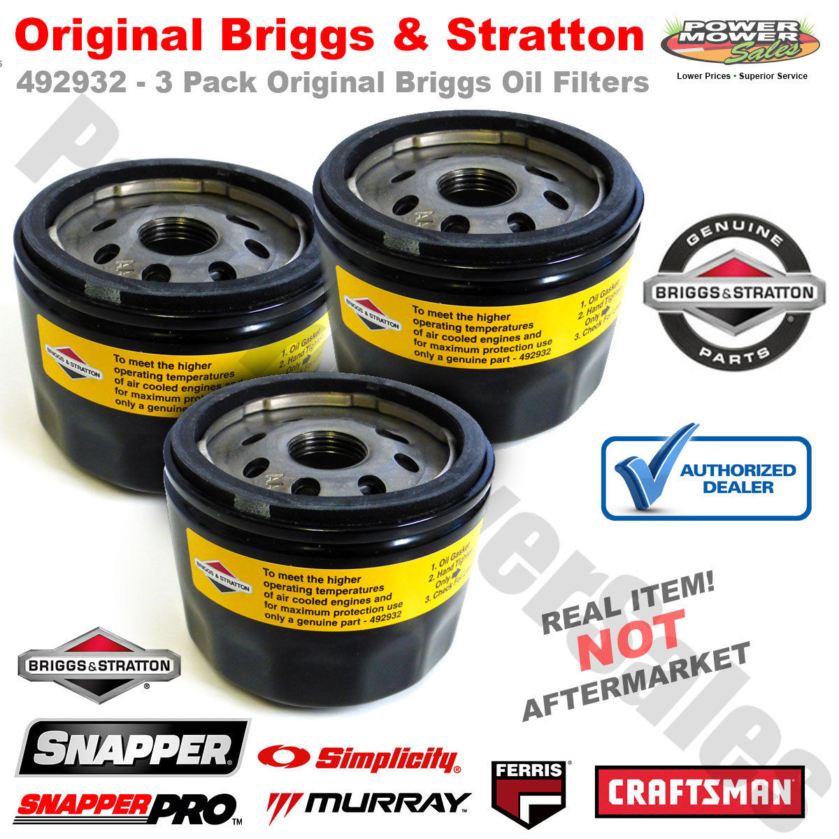 GENUINE BRIGGS /& STRATTON Oil Filter 492932S FREE RECORDED DELIVERY
