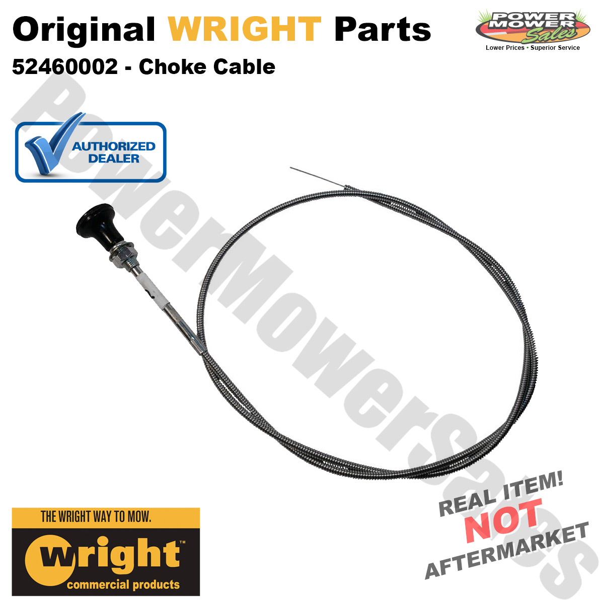 Genuine Wright Mfg. Replacement Choke Cable for Lawn Mowers & Others