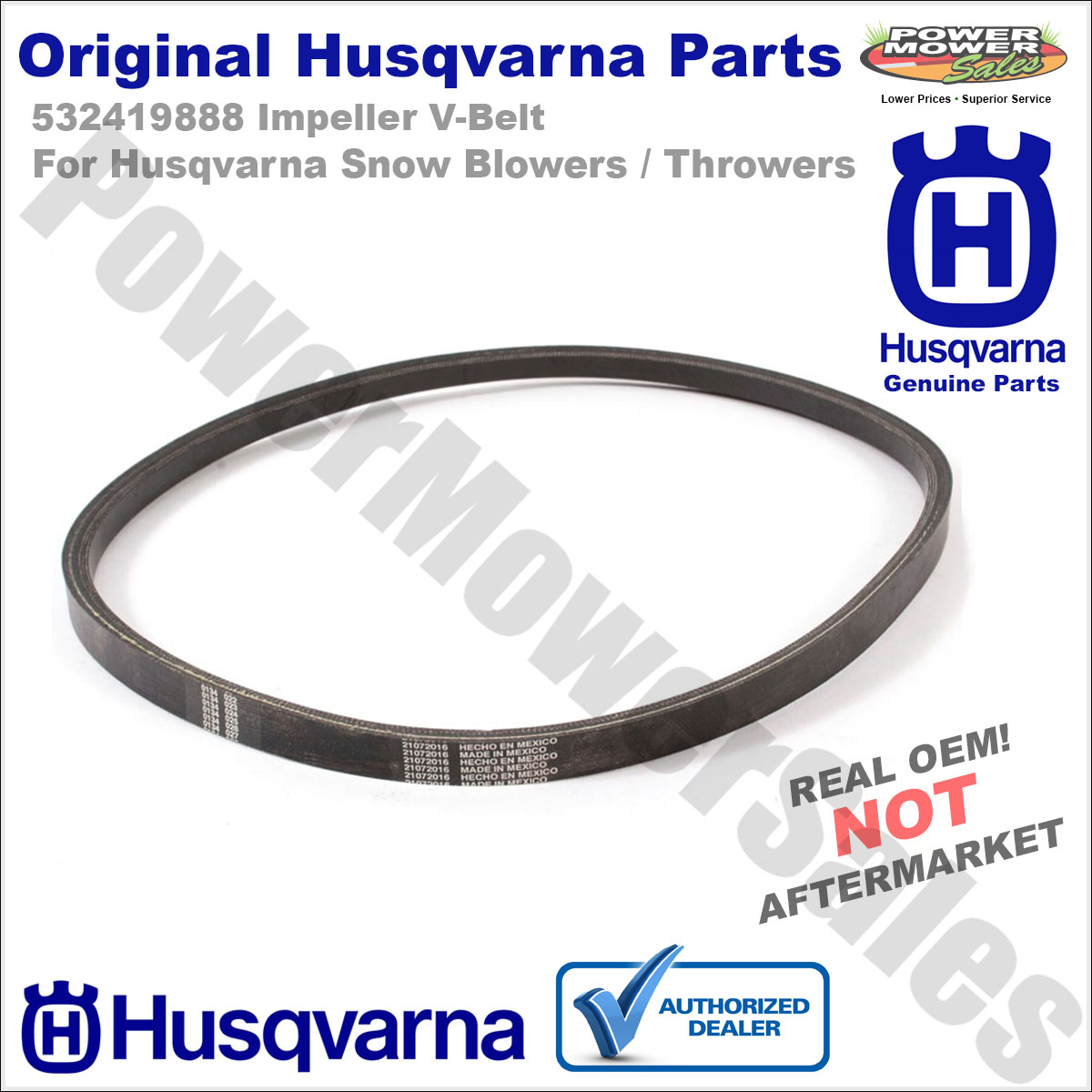532419888 Impeller V-Belt for Husqvarna ST 327P ST 327T ST 330P Snow
