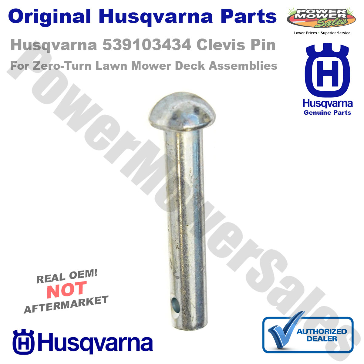 Husqvarna Clevis Pin for 42" Deck ZeroTurn Lawn Mowers / 539103434