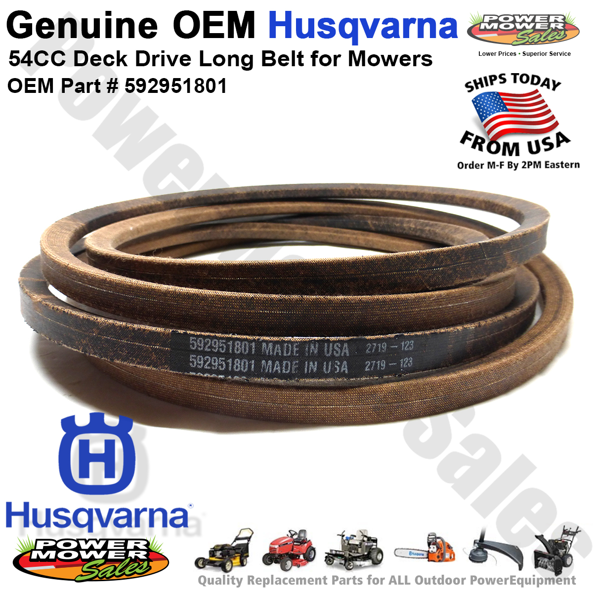 Husqvarna 54CC RZ Deck Drive Long Belt for Lawn Mowers