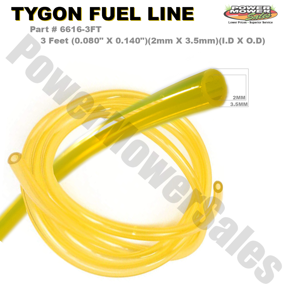 66163FT Tygon Fuel Line Yellow (0.080" X 0.140")(2mm X 3.5mm) 3 Foot