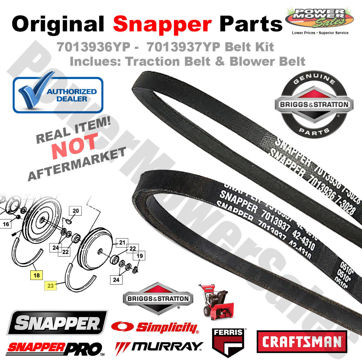 Snapper Blower & Traction Belts Kit Briggs & Stratton Engines / 7013936