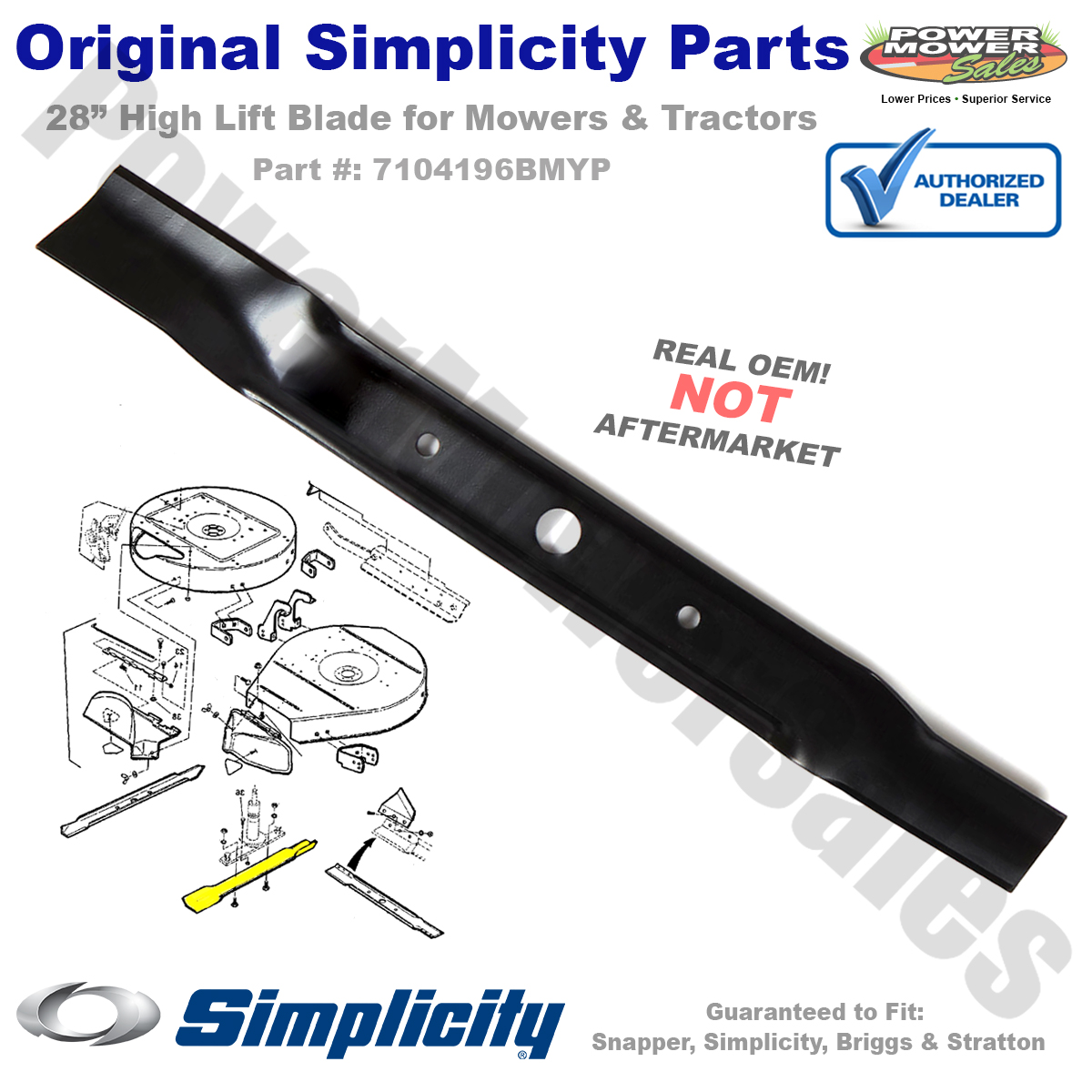 Snapper Simplicity 28" High Lift Blade for Lawn Mowers & Tractors