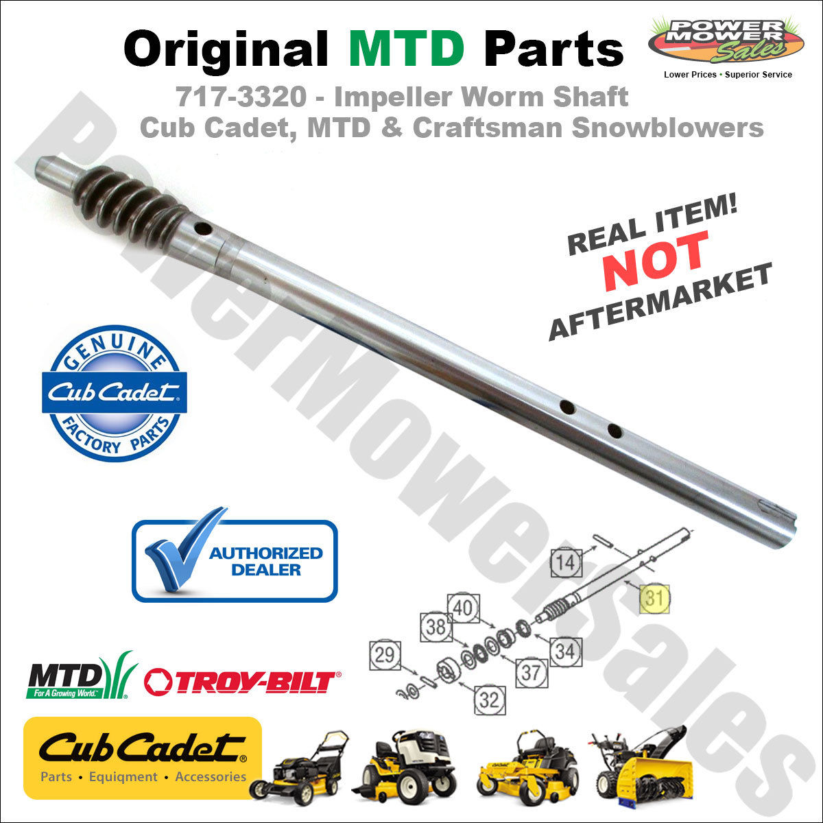 7173320 Impeller Worm Shaft for Cub Cadet 40/42" snowblowers eBay