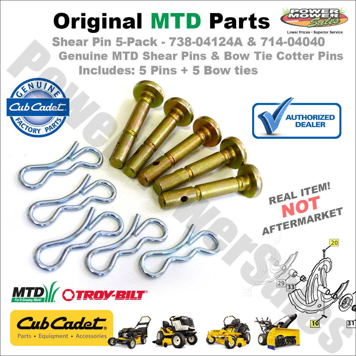 Details about 738-04124A 5 Pack Shear Pins & Cotters Cub Cadet / MTD Snow  Blowers 714-04040