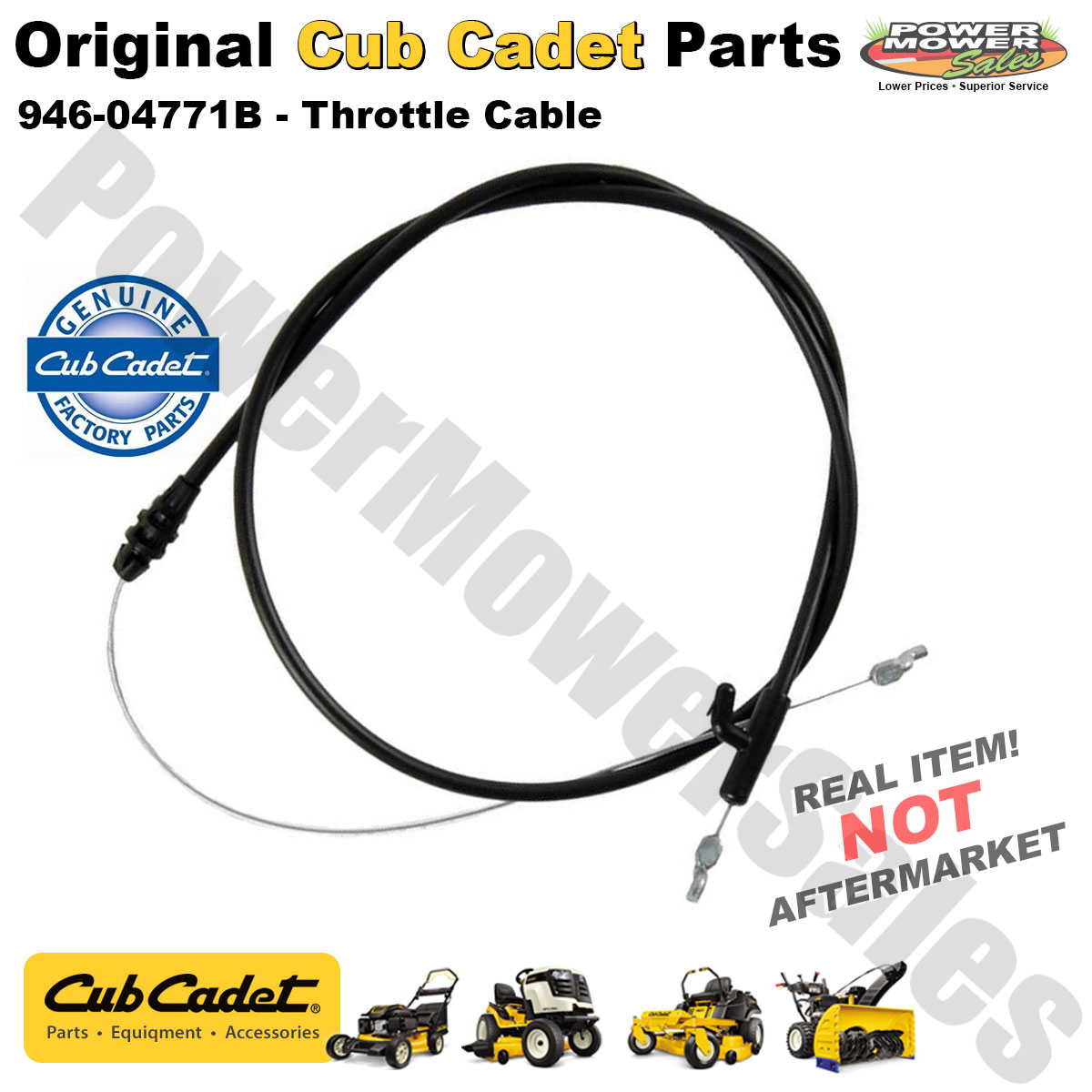Genuine Cub Cadet Repl. Throttle Cable for Lawn Mowers and Others / 946