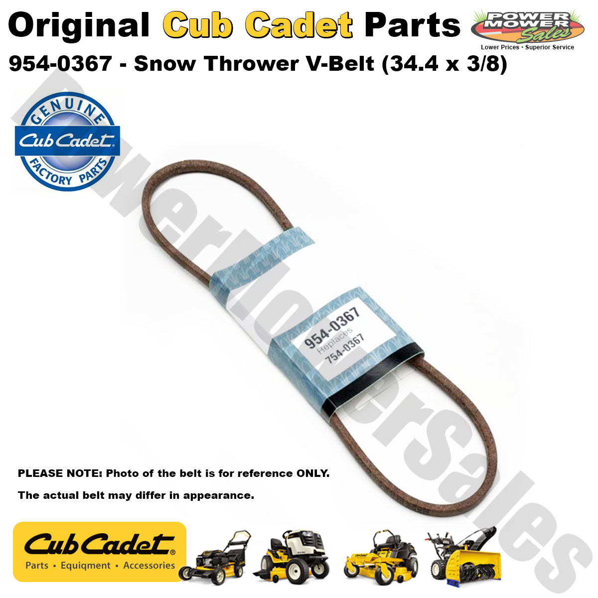 9540367 Cub Cadet, MTD VBelt (34.4 x 3/8) for Snow Throwers & Blowers