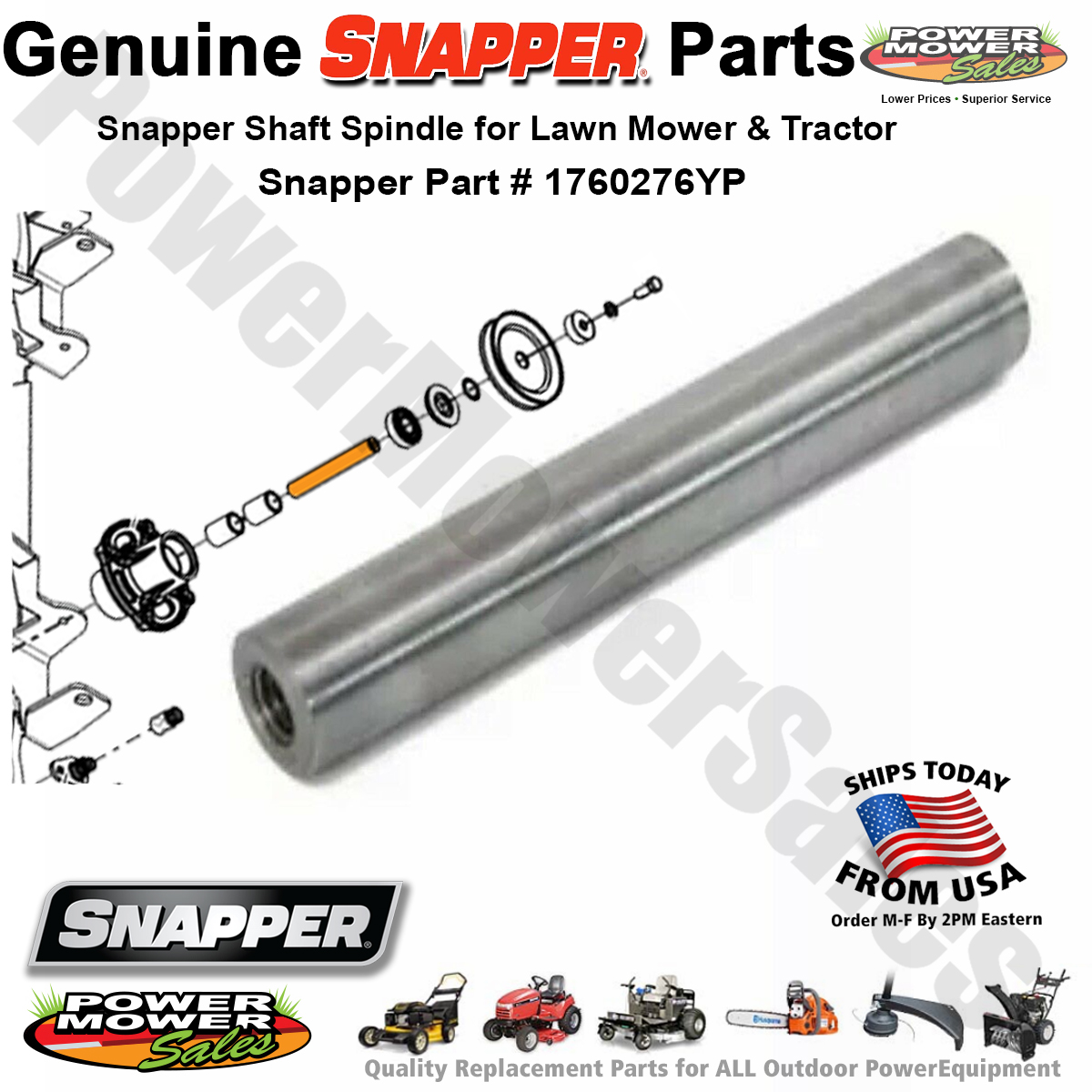 Snapper Shaft Spindle for Lawn Tractor Simplicity, Craftsman 1760276YP