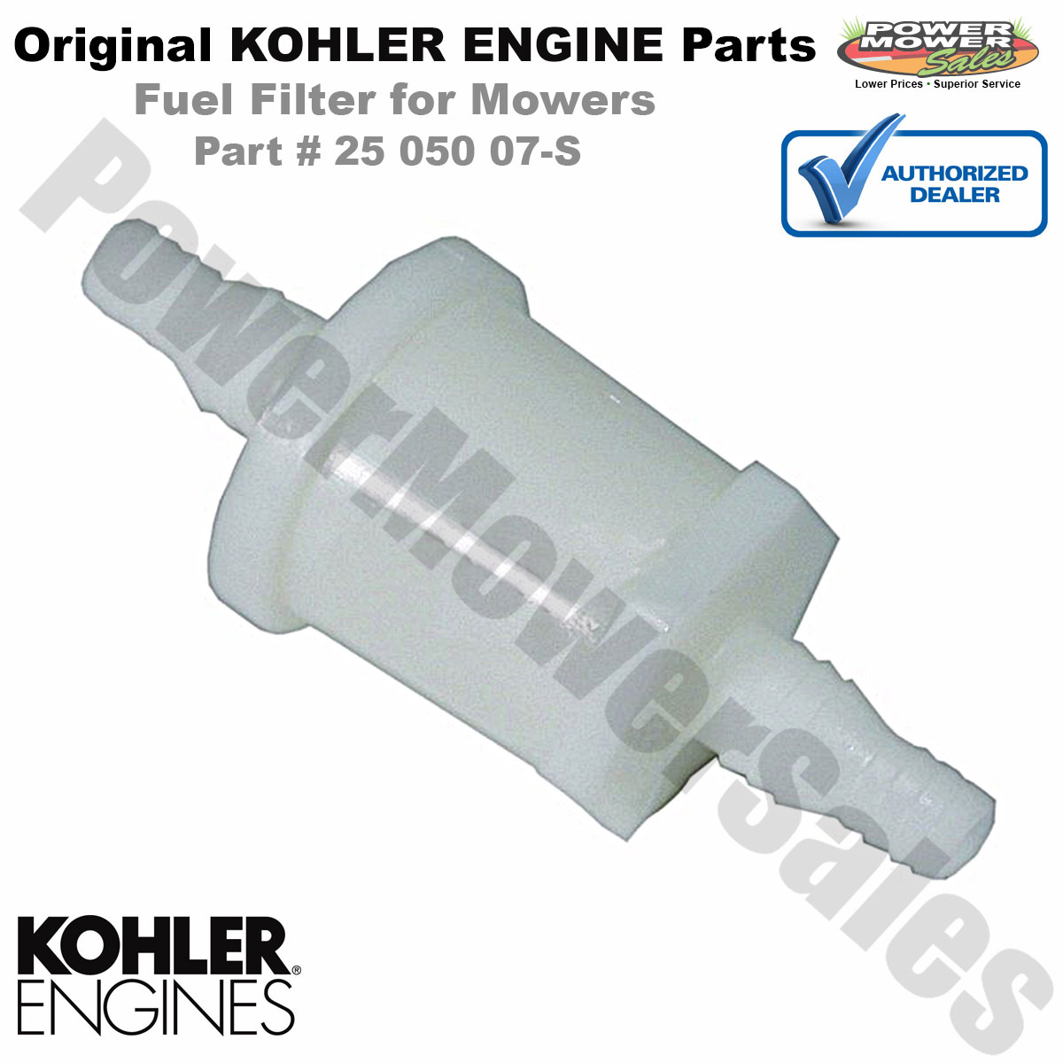 25 050 07S Kohler Fuel Filter for Mowers 2505002S 2505007 2505007S1