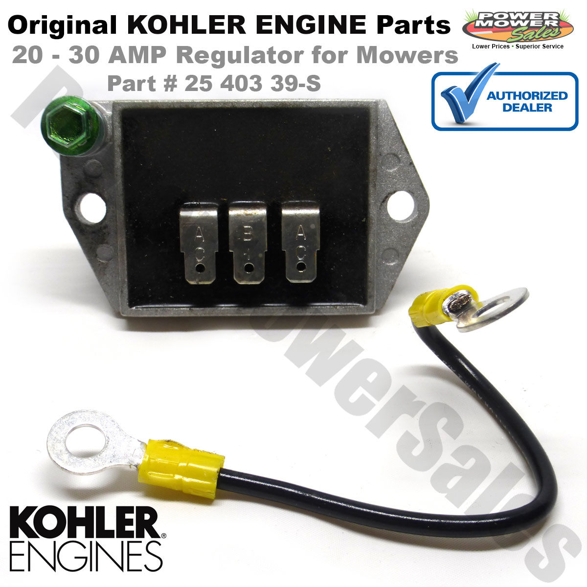 25 403 39S Kohler 20 30 AMP Regulator Rectifier for Mower Engines 26
