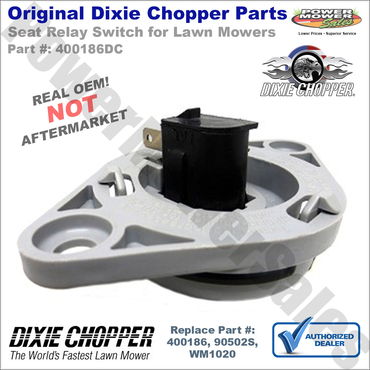 Dixie Chopper Seat Relay Switch for 2044, 2344 & More Lawn Mowers