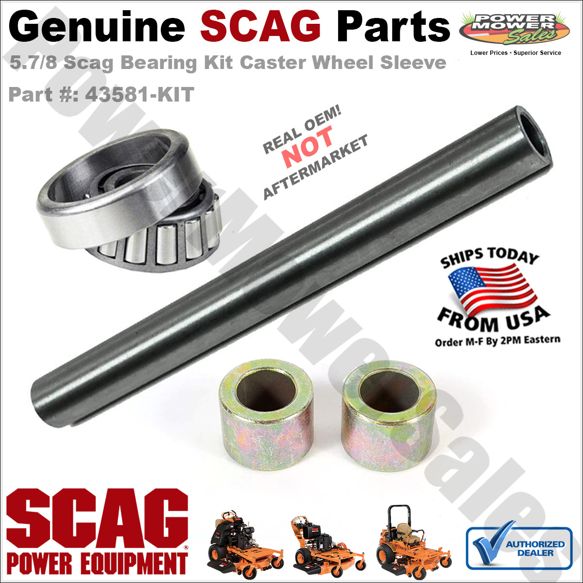 Scag Bearing Kit Caster Wheel Sleeve / SCZ48V, SCZ61V / 43581