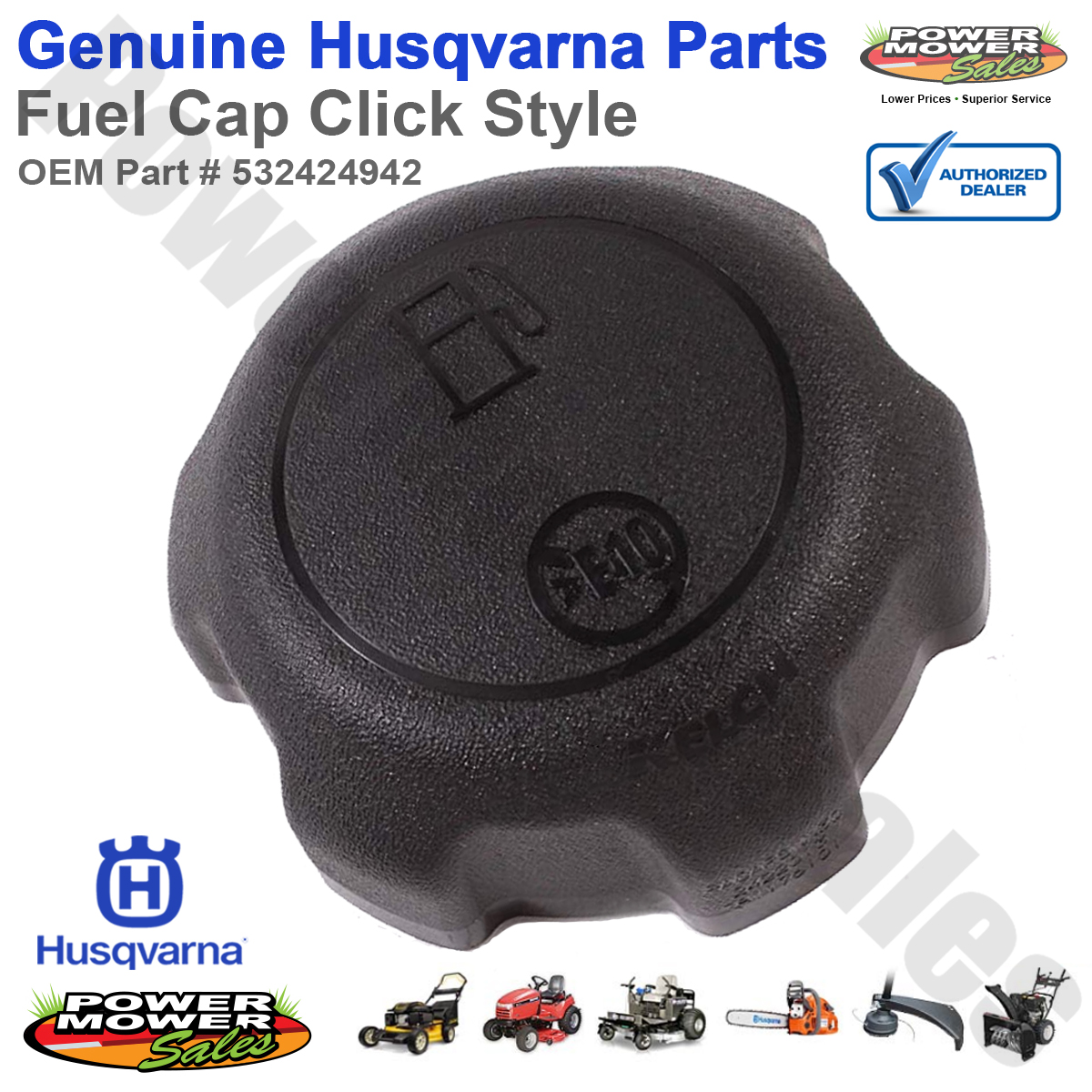 Husqvarna Fuel Cap Oversized Click Style for Snow Blowers / 532424942