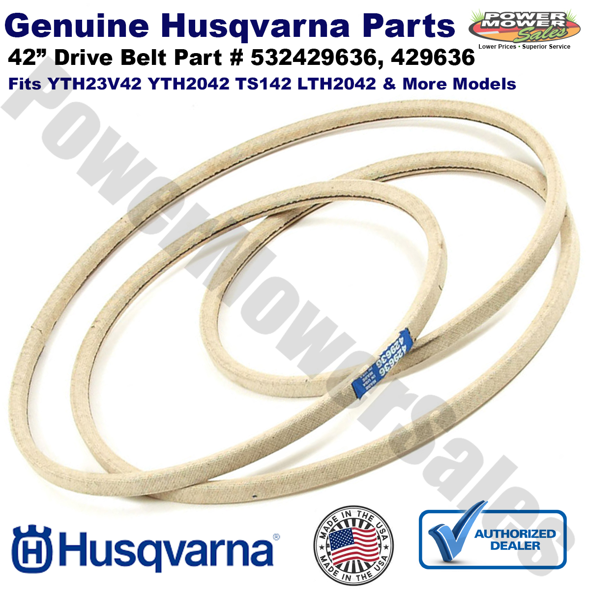 Husqvarna 42” Mower Drive Belt YTH23V42 YTH2042 TS142 LTH2042
