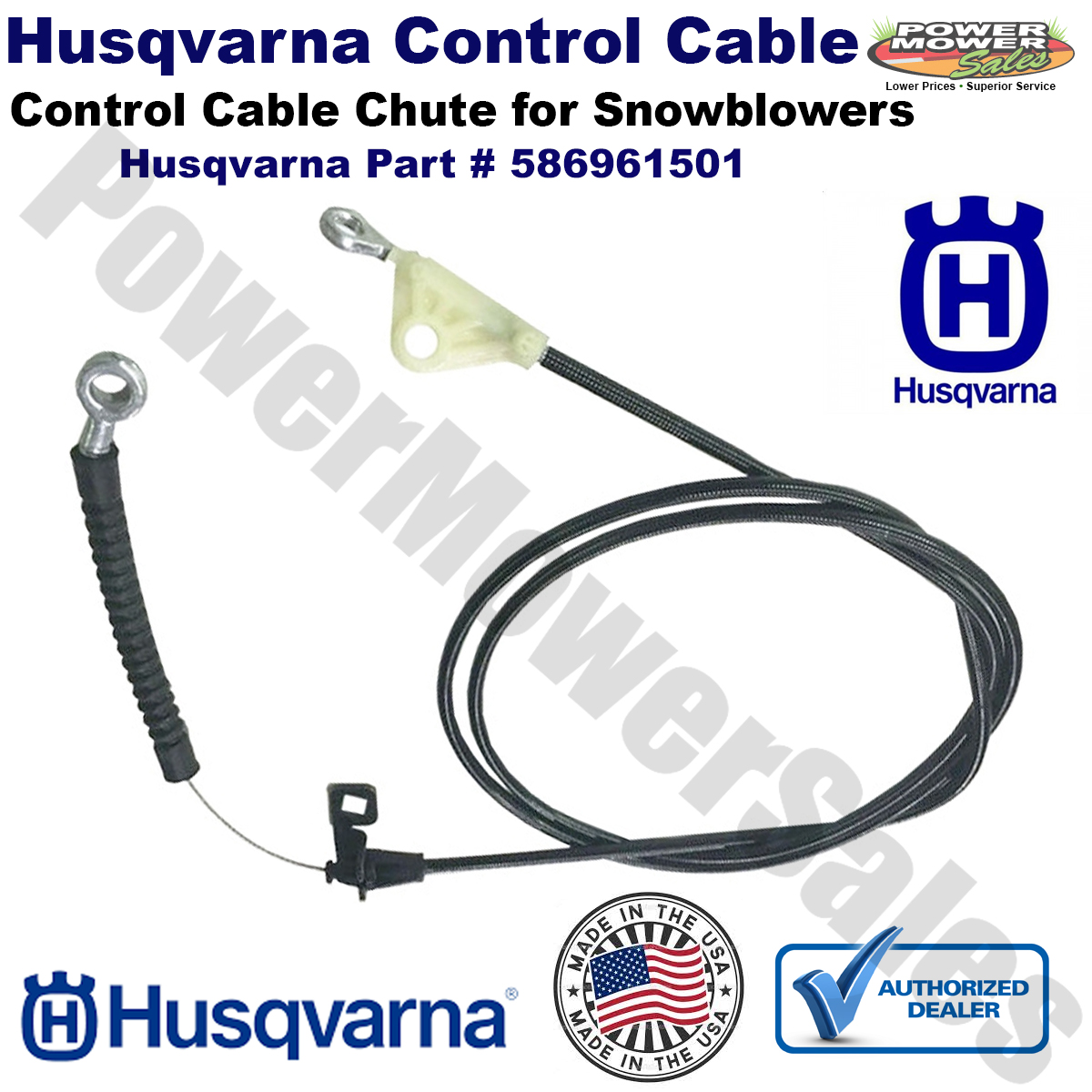 Husqvarna Control Cable Chute for Snowblowers ST227P ST230P 586961501