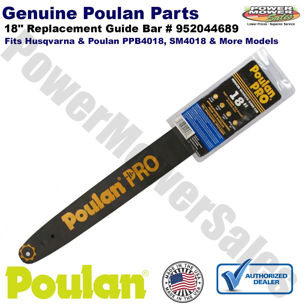 Poulan 18" Chainsaw Bar / 400EX PP4218AVX PPB4018 260 Pro PP260