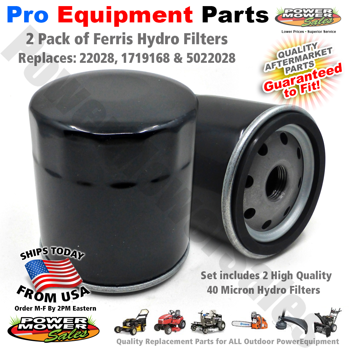 2 Pack 40 Micron Hydro Filters for Ferris Mowers 5022028 1719168