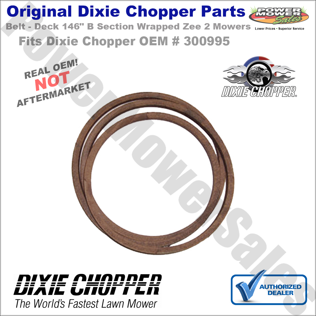 300995 Dixie Chopper 146" Deck Belt (B Section Wrapped) for Zee 2 Lawn
