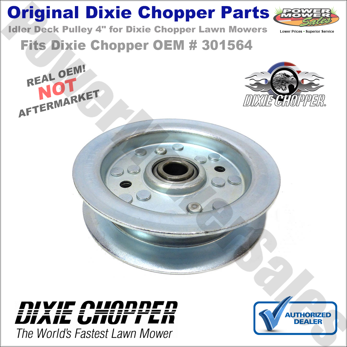 301564 Dixie Chopper 4" Deck Idler Pulley for 2250, 2344 & More Lawn