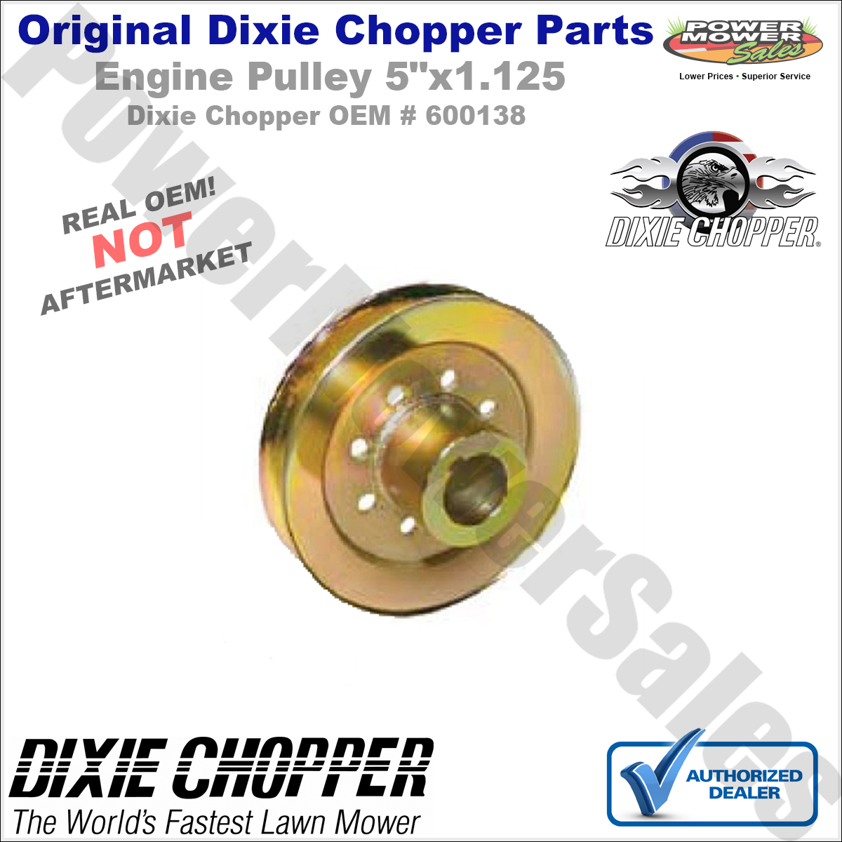 600138 Dixie Chopper Engine Pulley (5" x 1.125") for Classic 2250