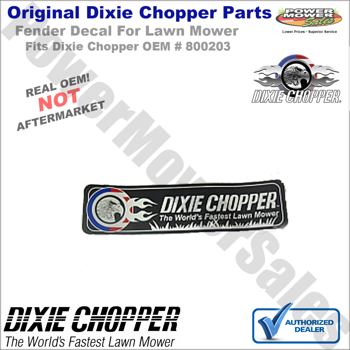 800203 Dixie Chopper Fender Decal for XC3356, XC3366 & More Lawn