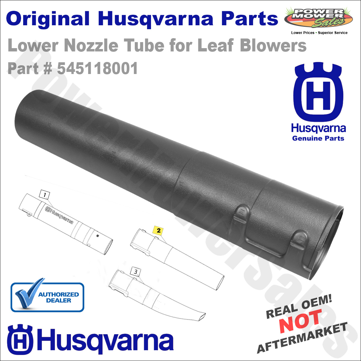 545118001 Husqvarna Lower Nozzle Tube for 125B 125BVX Leaf Blowers