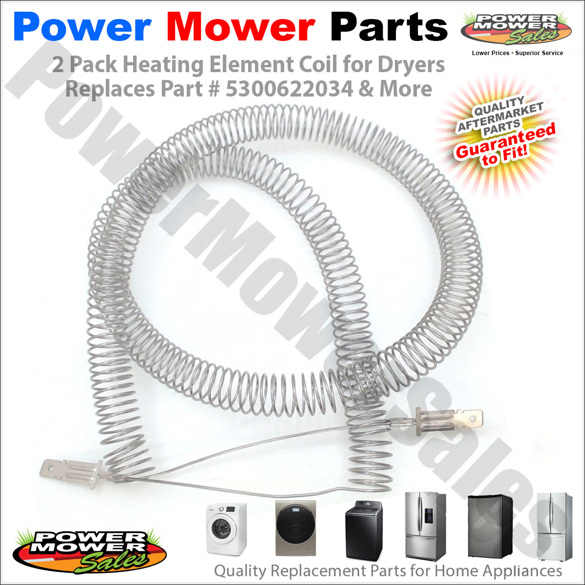 2 Pack Restring Coil Dryer Heating Element for Dryers / 5300622034