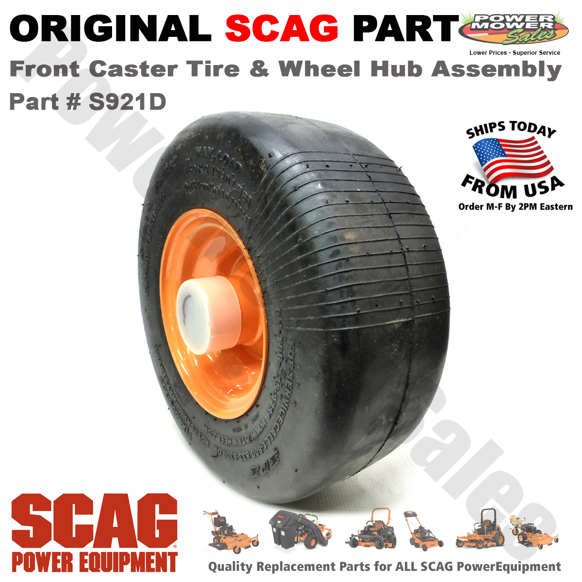 Scag Flat Free Front Caster Tire & Wheel Assembly for Lawn Mowers