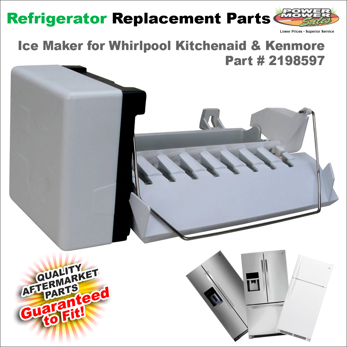 2198597 refrigerator Ice Maker Whirlpool Kitchenaid Kenmore W10190960