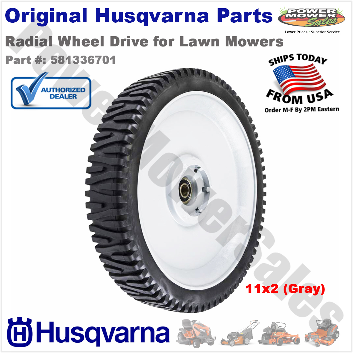 Genuine Husqvarna Radial Wheel Drive 11x2 for Lawn Mowers, HD775HW