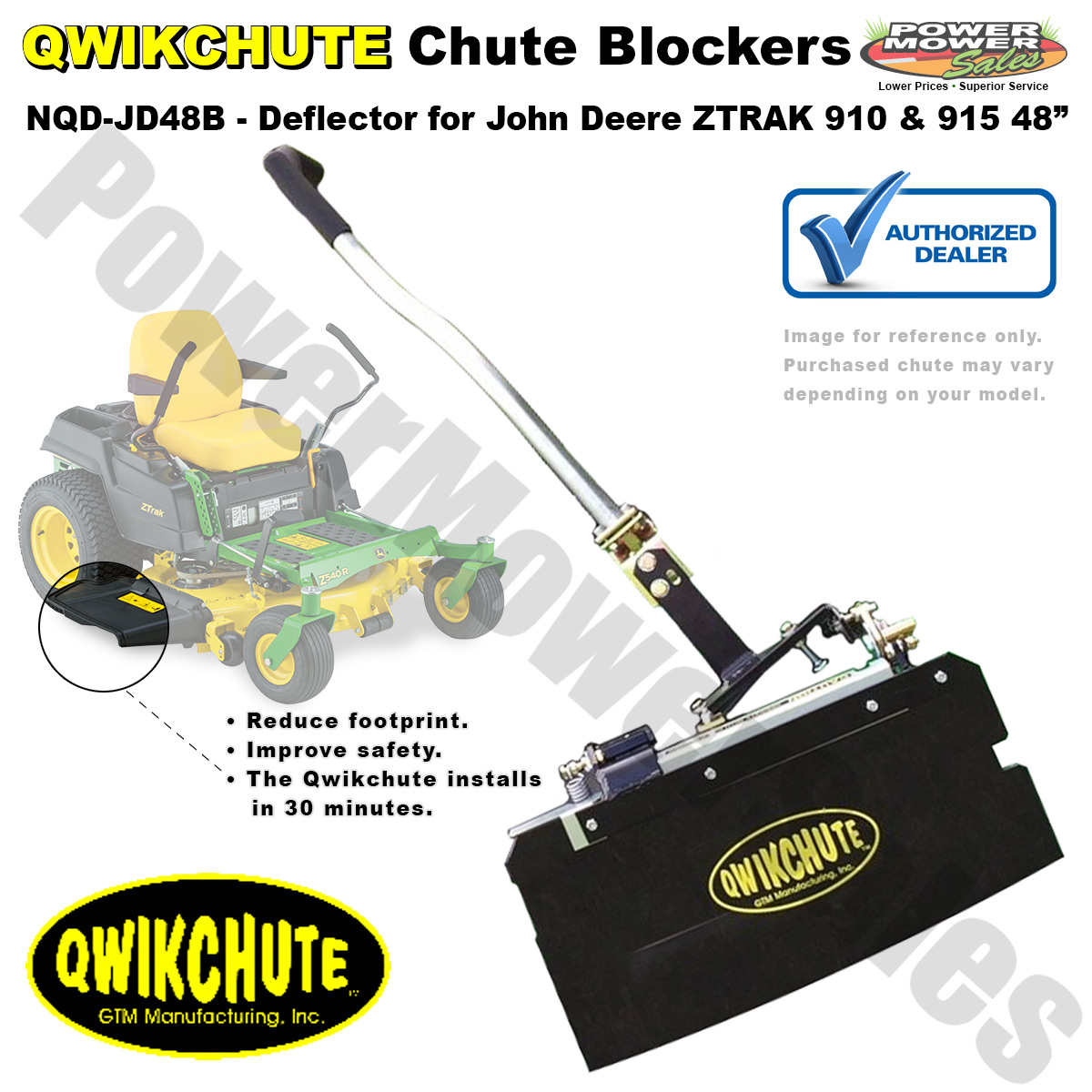 Qwikchute Deflector for John Deere ZTRAK 910, 915 w 48