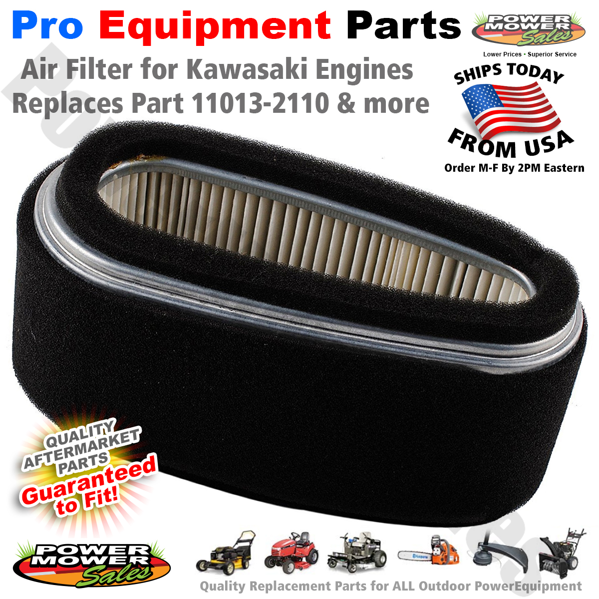 Air Filter John Deere Mower, Kawasaki Engine LX172 GS30 / AM104560