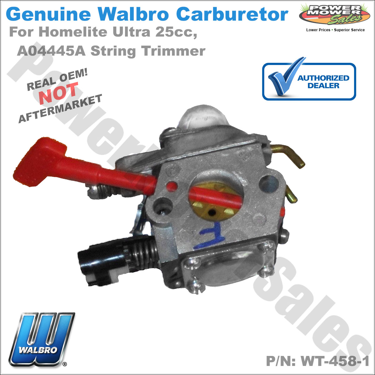 Walbro Carburetor WT-458-1 for Homelite Ultra 25cc, A04445A String