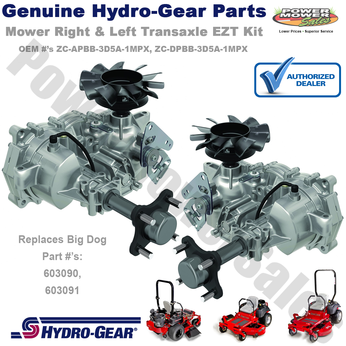 ZCAPBB3D5A1MPX ZCDPBB3D5A1MPX Hydro Gear Mower Right Left