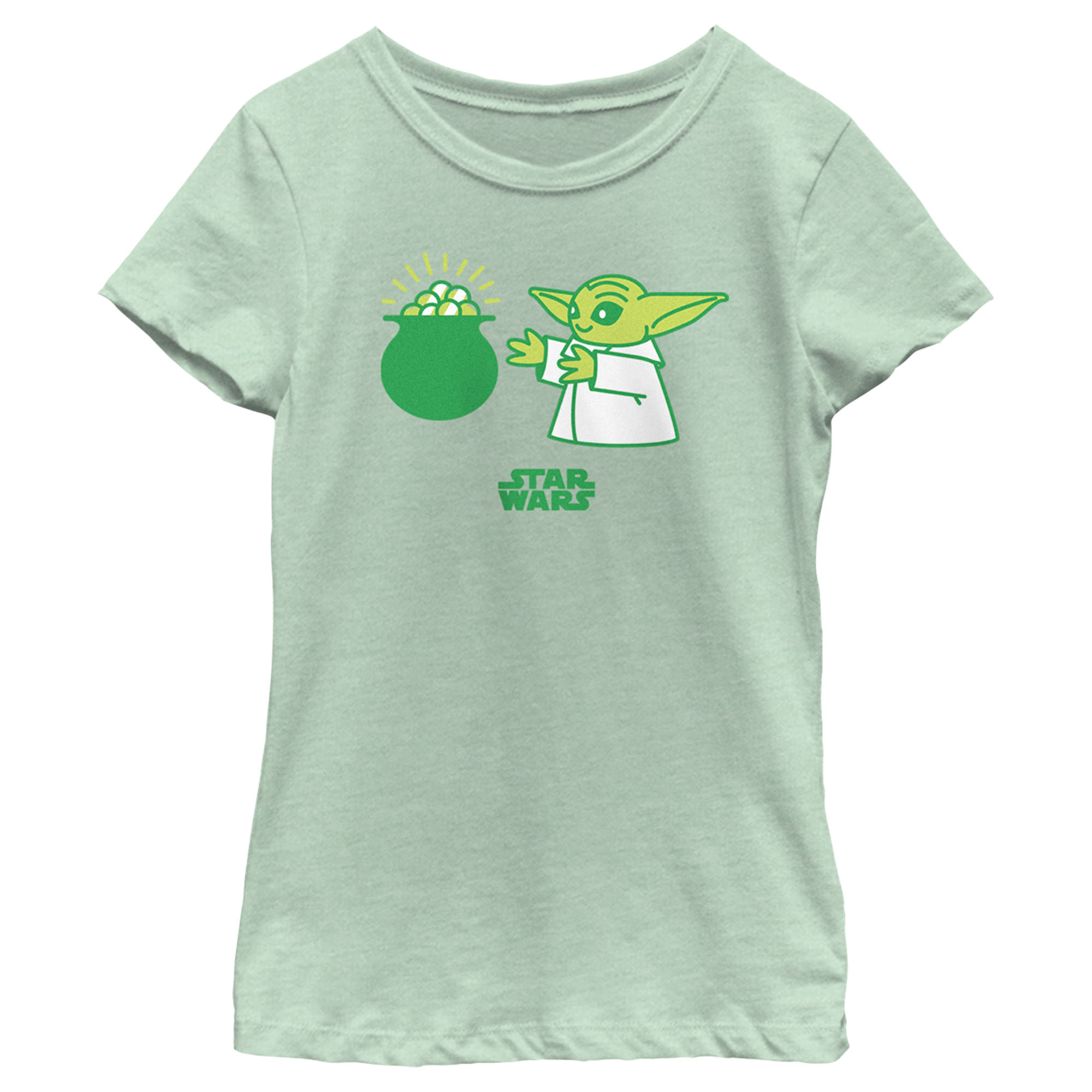 Girl's Star Wars: The Mandalorian St. Patrick's Day Grogu Pot of Gold T-Shirt - Picture 5 of 8