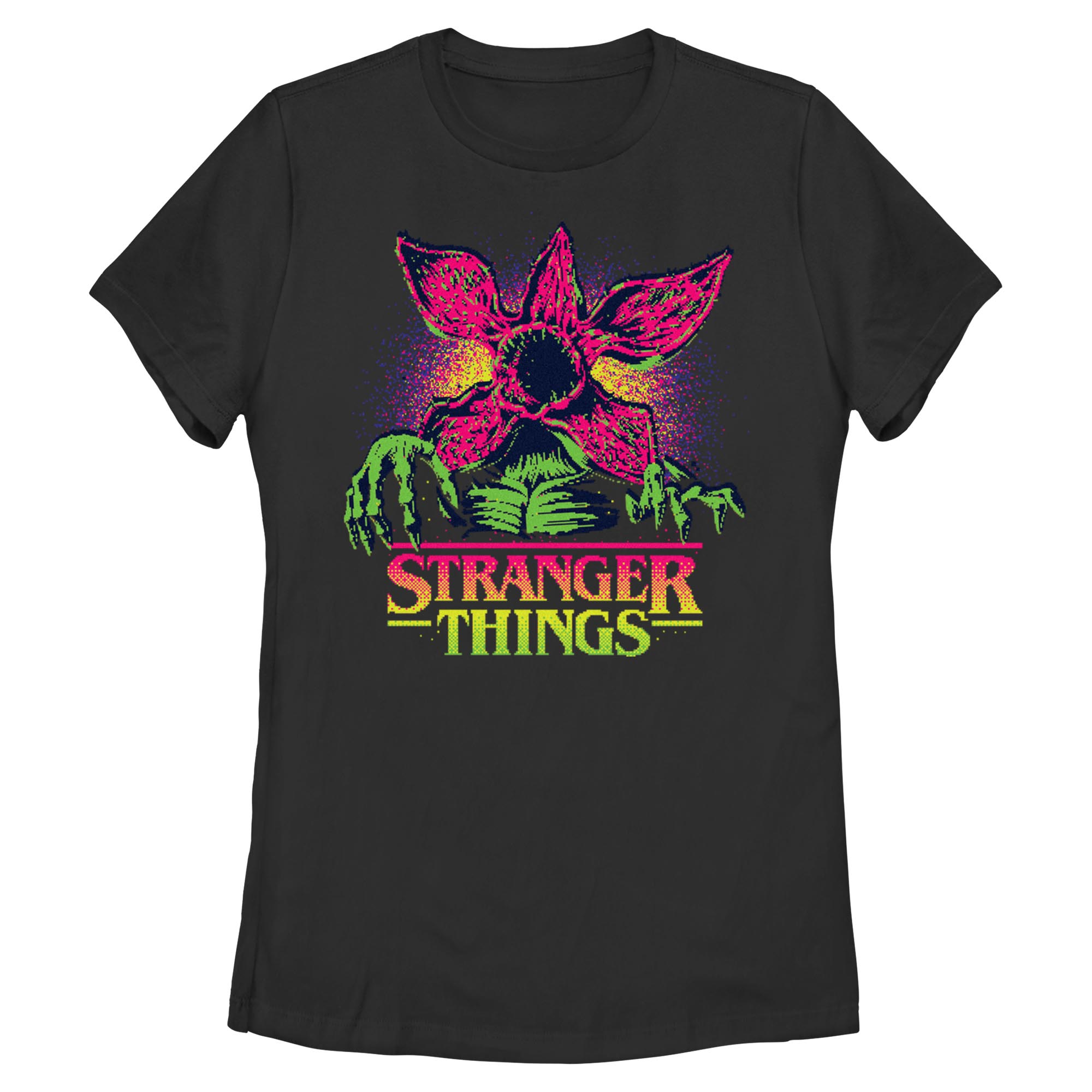 Women's Stranger Things Demogorgon Neon Pixel Logo T-Shirt | eBay