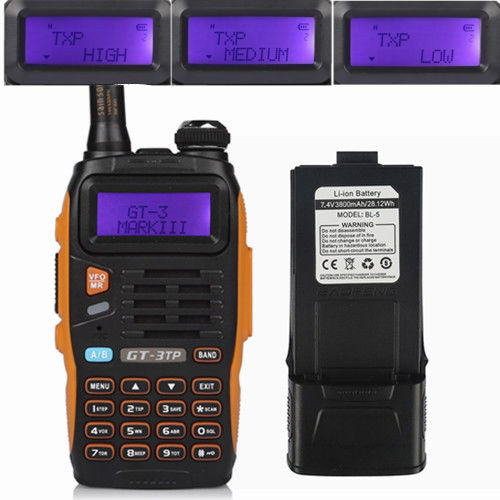 IT Baofeng GT-3 TP Mark III ★3800mAh★ BATTERIA 8W Walkie Talkie Ricetrasmittente