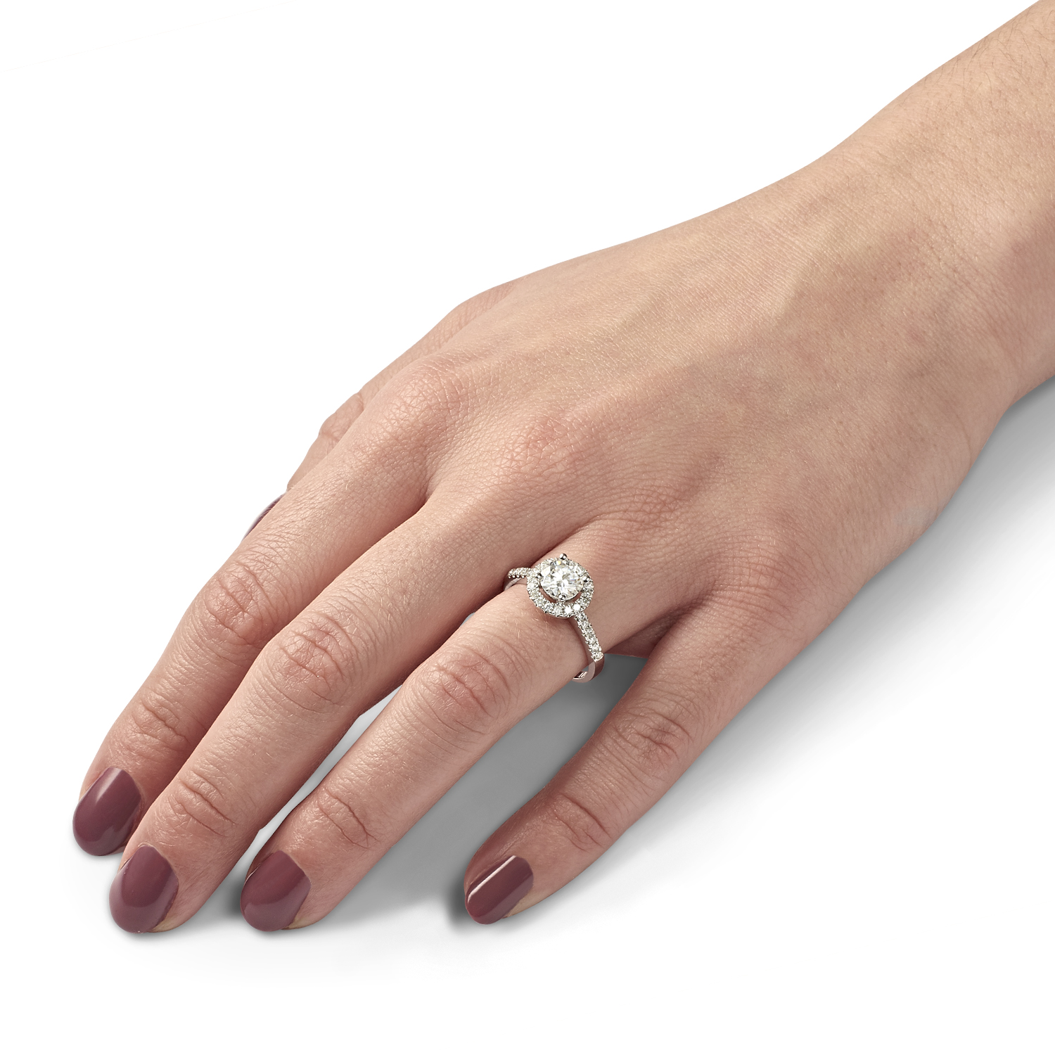 1.3 CTW DEW Round Lab-Created Moissanite Halo Engagement Ring in 14K White Gold - Picture 11 of 84
