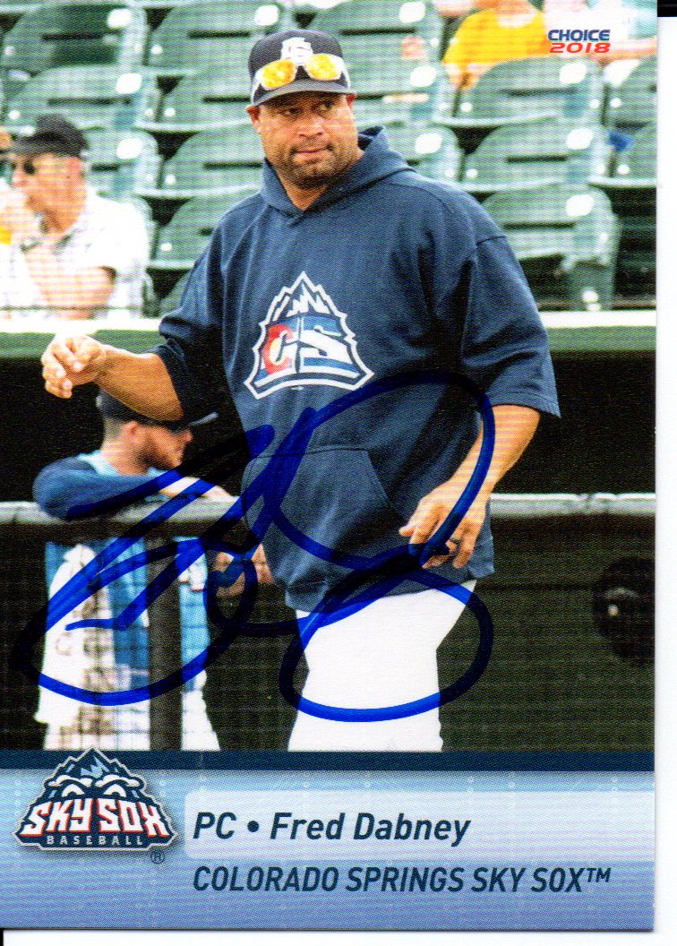 Fred Dabney 2018 Colorado Springs Sky Sox Autographed Signed Card