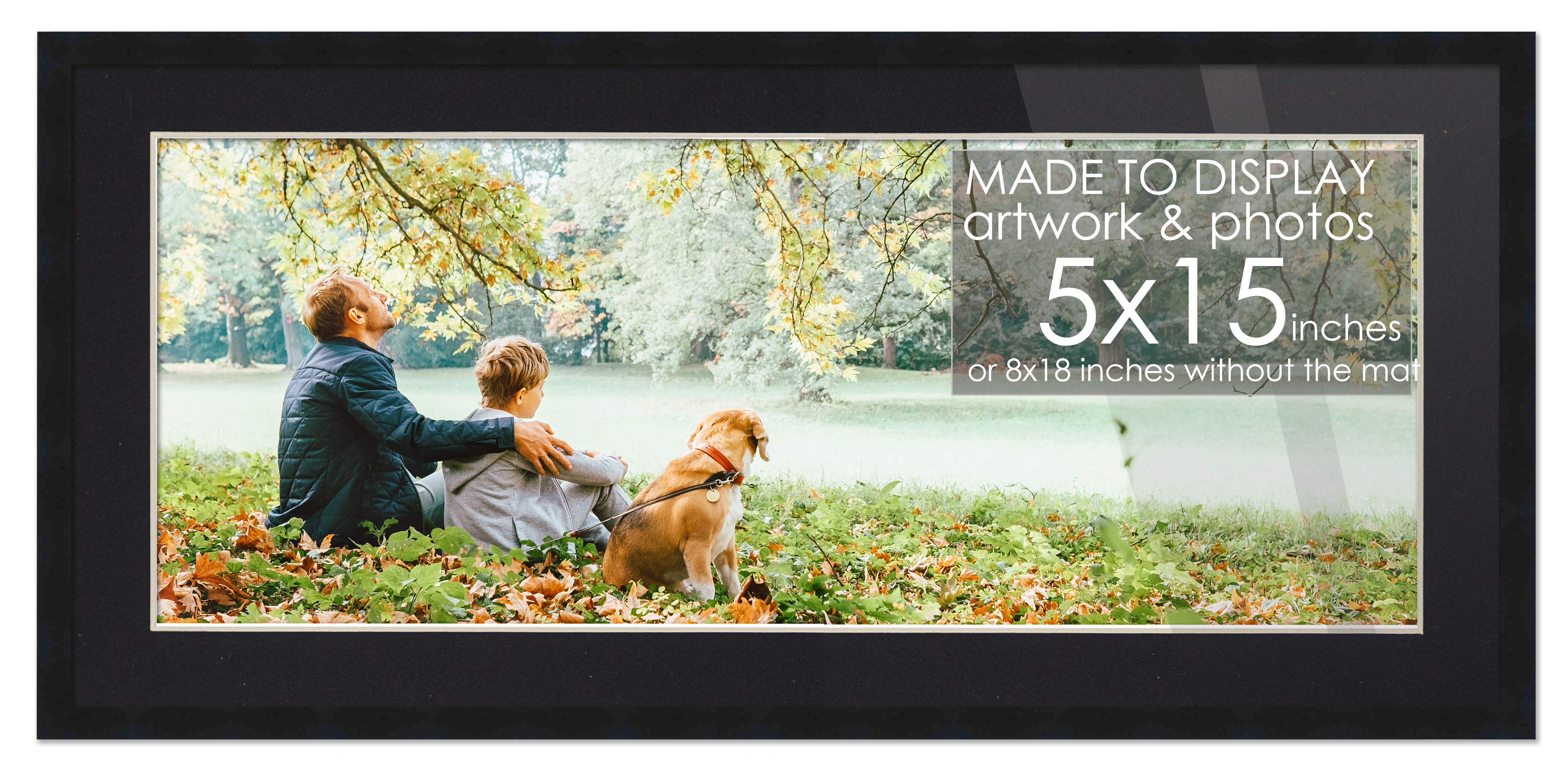 5x15 Frame Black for 5x15 Picture or 8x18 Art Poster Without Black Photo Mat