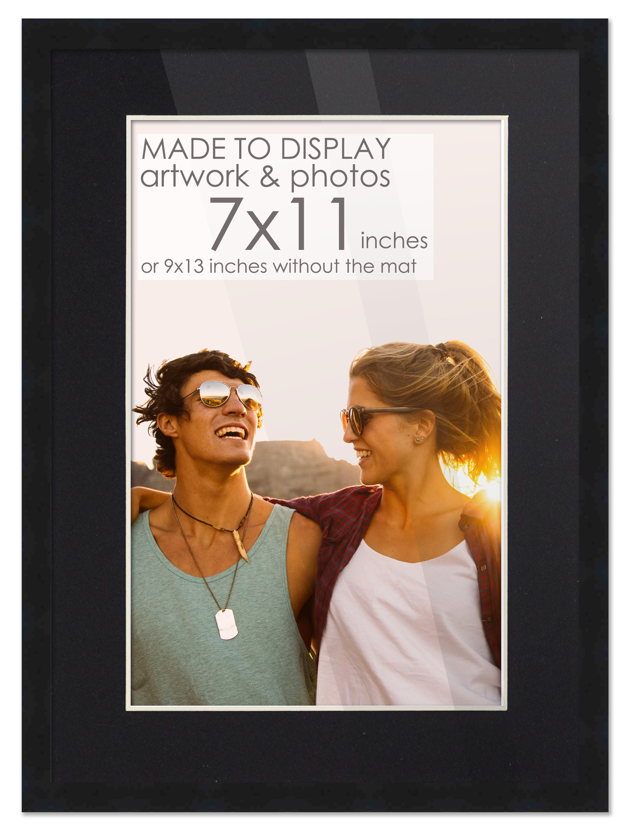 7×11 Frame Black for 7×11 Picture or 9×13 Art Poster Without Black Photo Mat