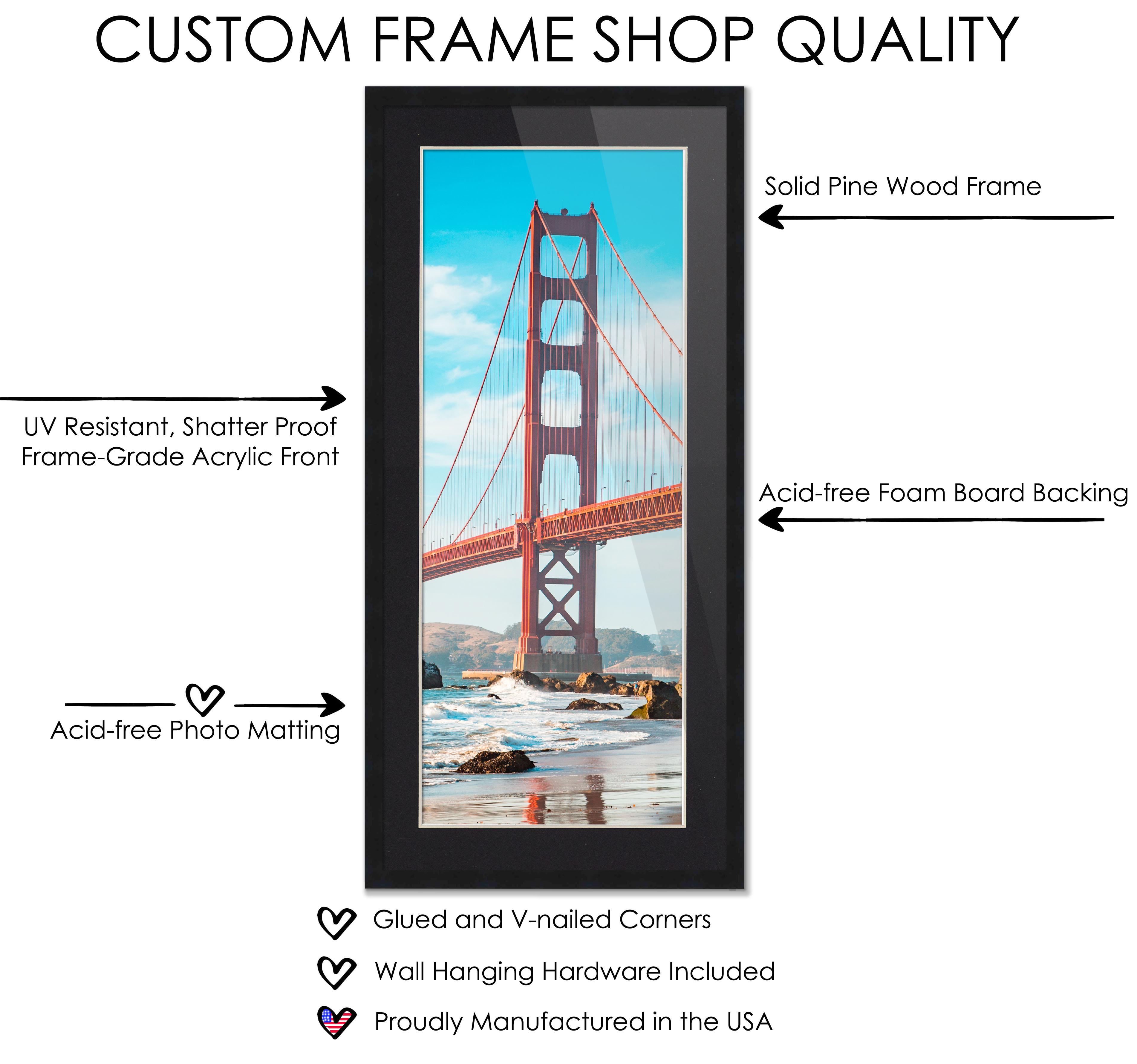 5x15 Frame Black for 5x15 Picture or 8x18 Art Poster Without Black Photo Mat - Bild 5 von 9