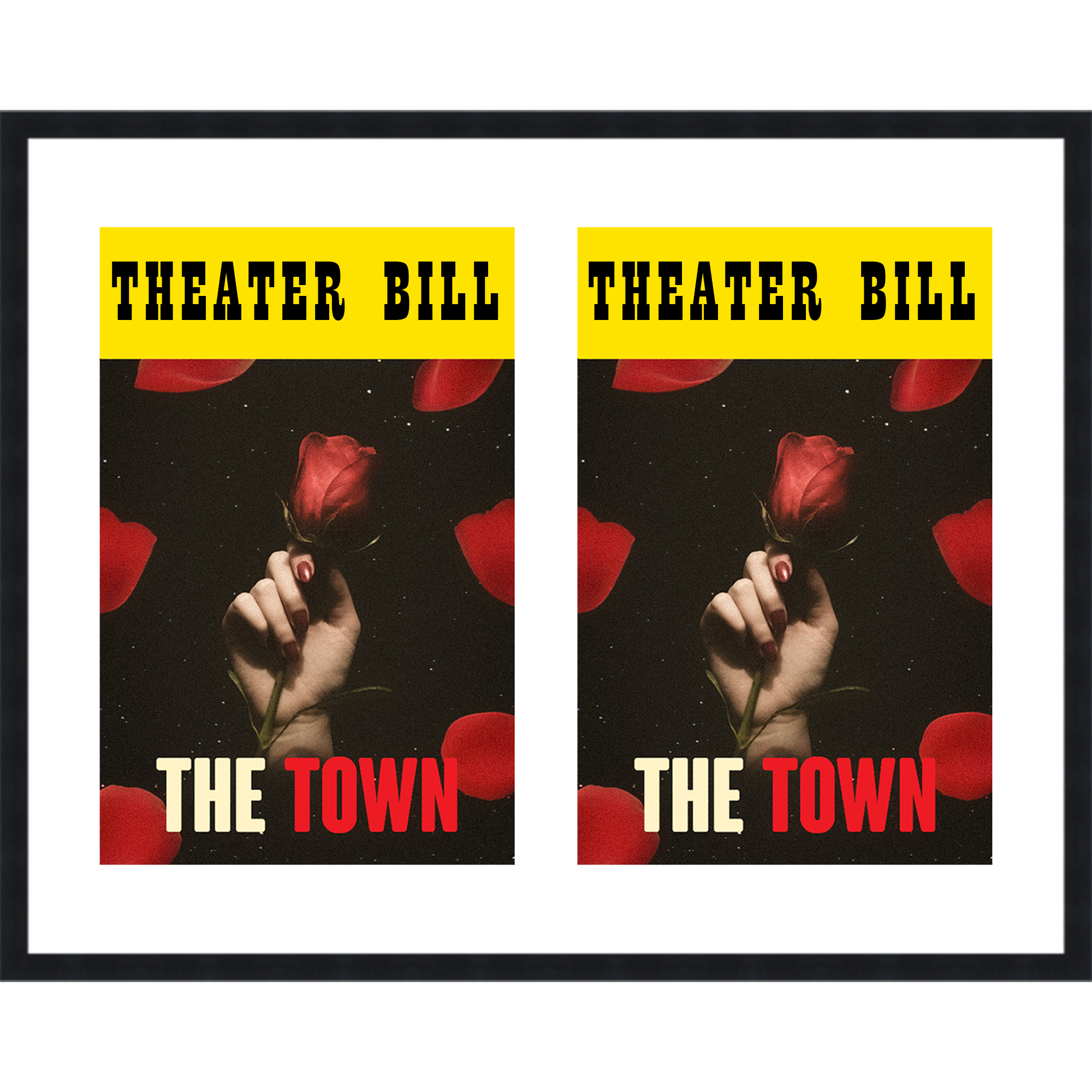 11x14 Black Playbill Frame With White Mat With 2 Openings For 2 Playbills main product image
