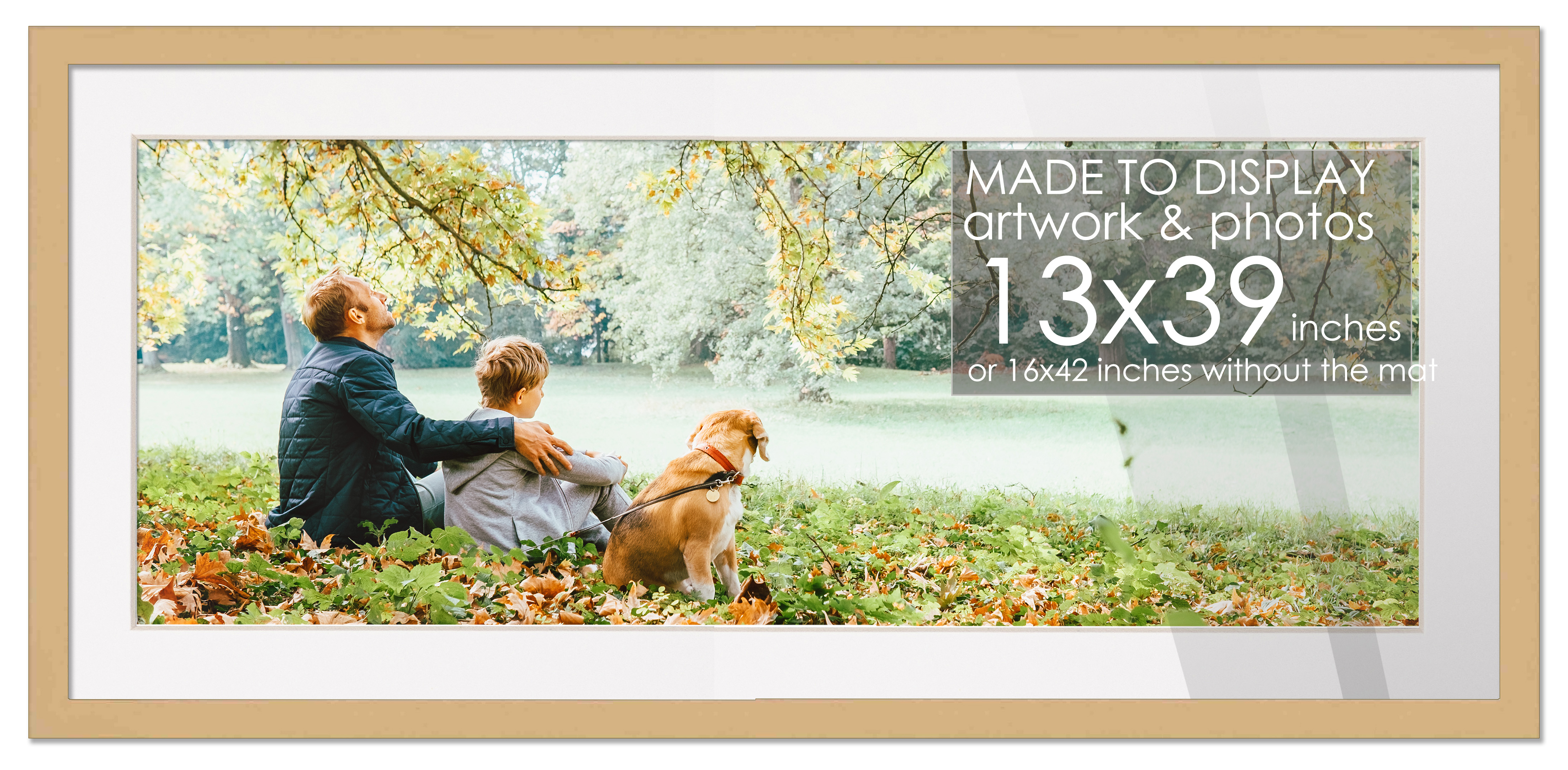 13x39 Natural Frame for 13x39 Picture or 16x42 Poster Without White Photo Mat main product image
